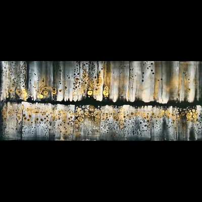 Sibylle Hoppe Acryl auf Leinwand 100 x 40 cm Gold Swipe