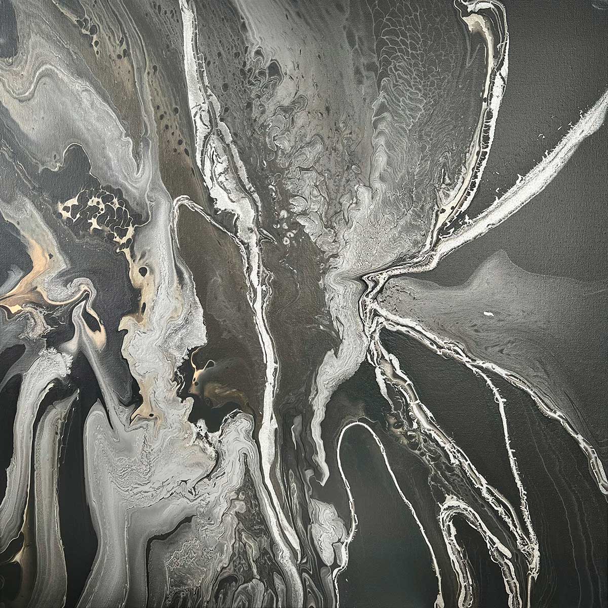 Sibylle Hoppe Acryl auf Leinwand 70 x 70 cm Silber Ader