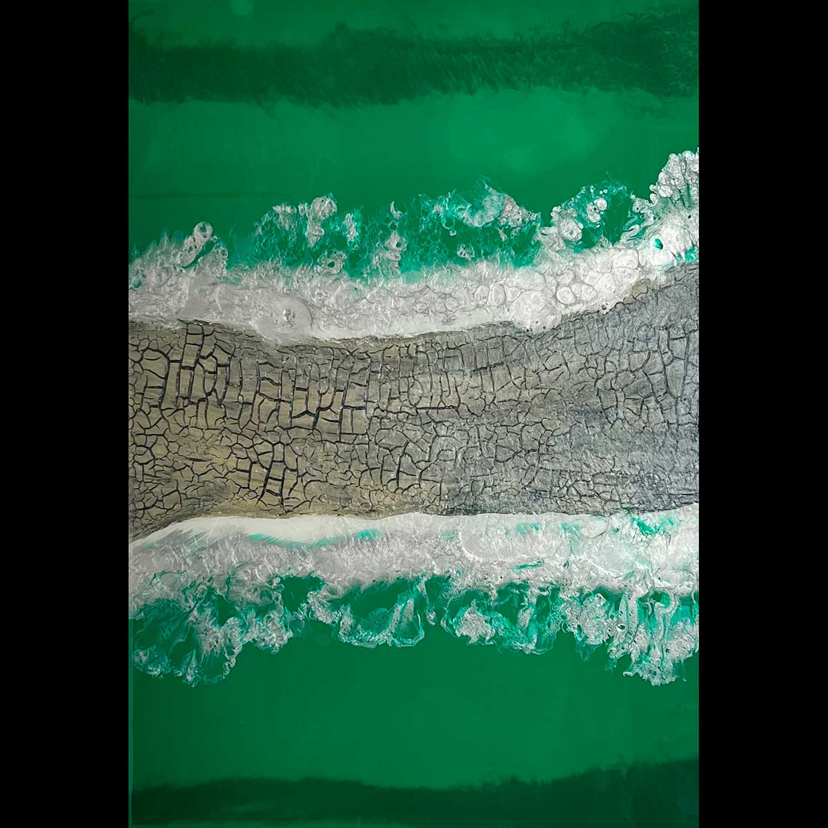 Sibylle Hoppe Kunstharz auf Aludibond 70 x 100 cm grünes Meer