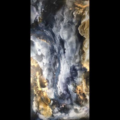 Sibylle Hoppe Tinte auf Aludibond 40 x 80 cm Wolken