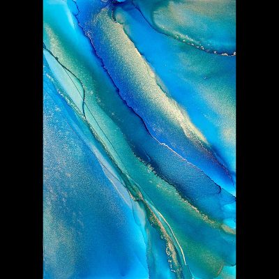 Sibylle Hoppe Tinte auf Leinwand 50 x 70 cm zarte blaue Wellen